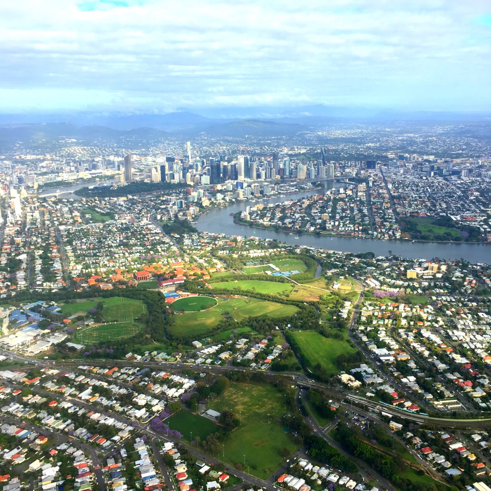 Flying over Brisbane
